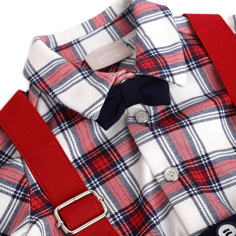 Boys Medium Blue Checkered Shirt with Long Pant image number 4